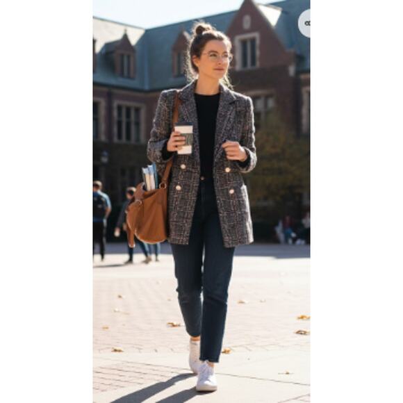 Jackets & Blazers - Tweed Blazer with Pearl Buttons – Size Large